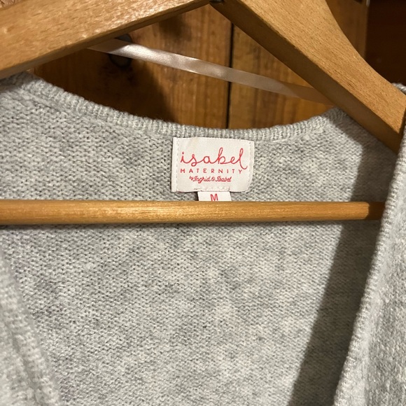 Cozy Light Grey Maternity Wrap Top Sweater Dress - Picture 4 of 4